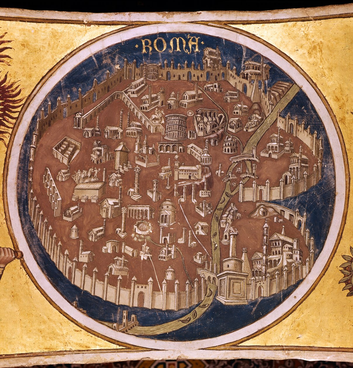 Perspektivkarte von Rom mit den Denkmälern der Antike, 1414 von Taddeo di Bartolo
