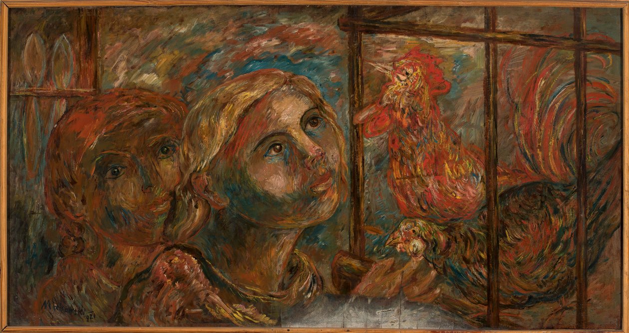 Kinder und Hähne von Tadeusz Makowski