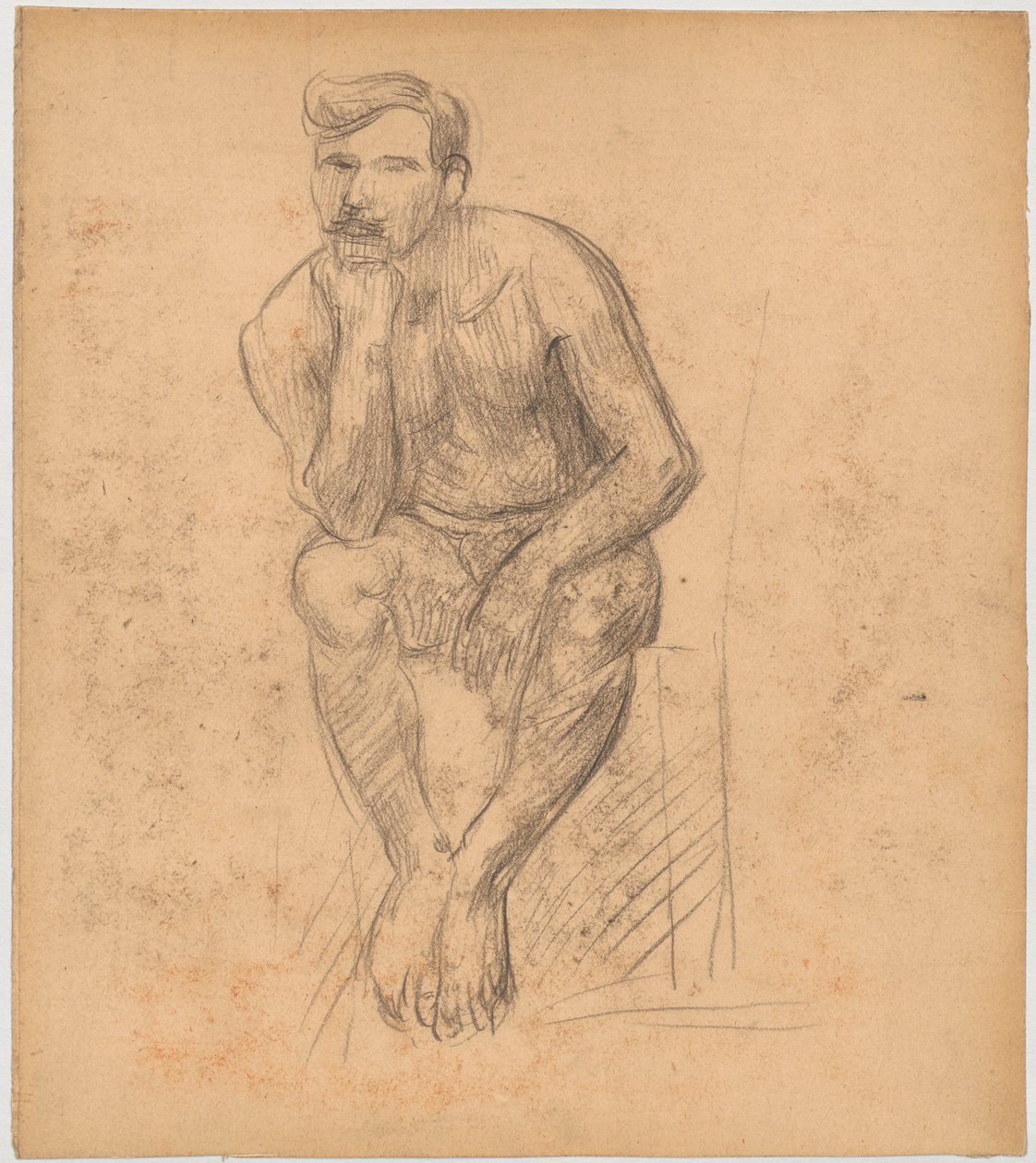 Studie eines sitzenden männlichen Aktes von Tadeusz Makowski