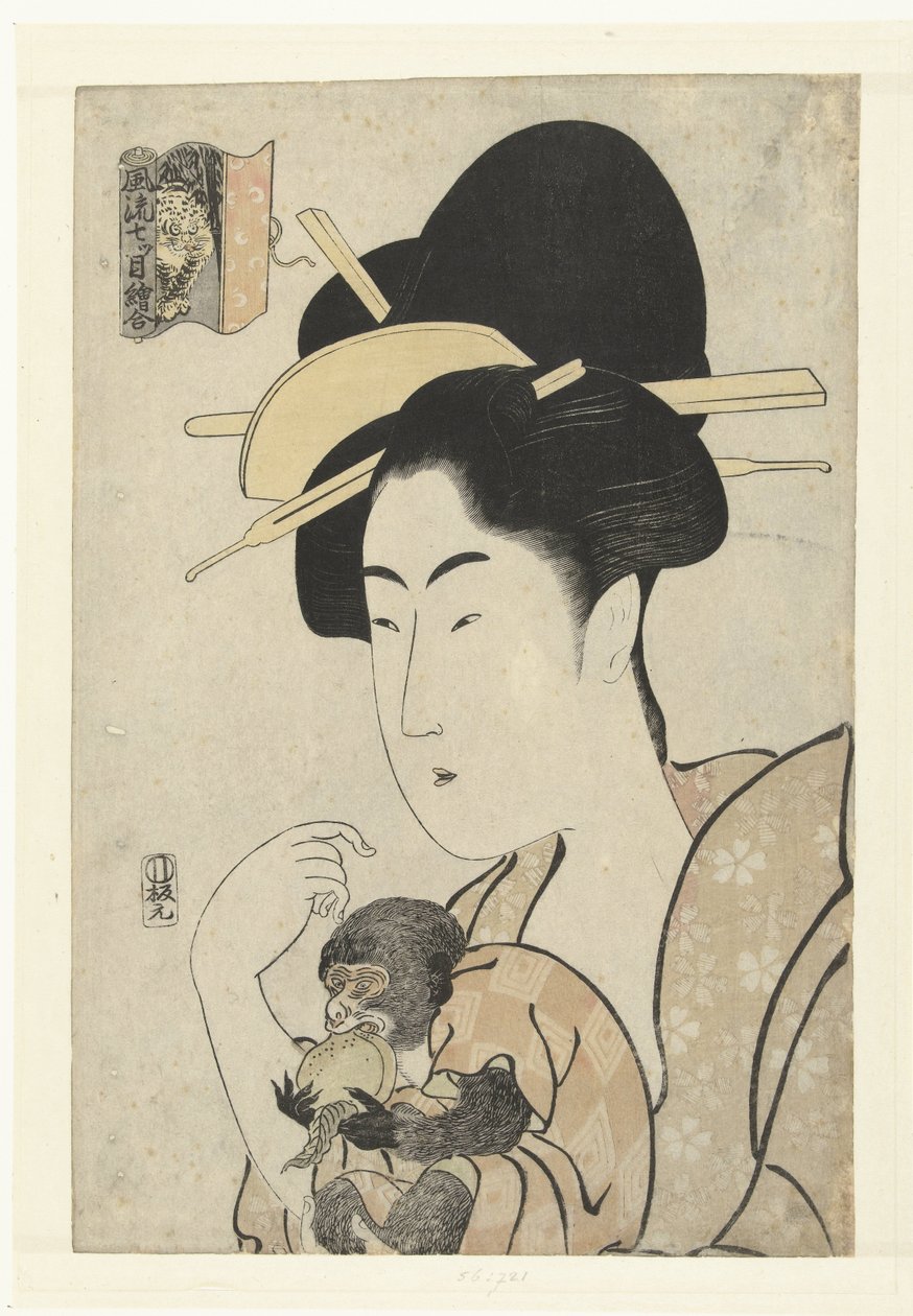 Frau mit Äffchen: Affe und Tiger von Tamagawa Shucho