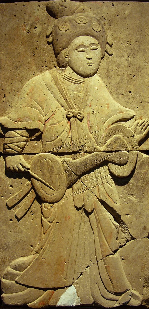 Terrakotta-Stele mit Musiker, Tang-Dynastie von Tang Dynasty Chinese School
