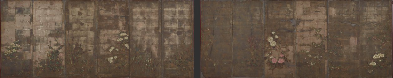 Blumen der Jahreszeiten, Bildschirme (sechsteilig), 1600-1630 von Tawaraya Sotatsu
