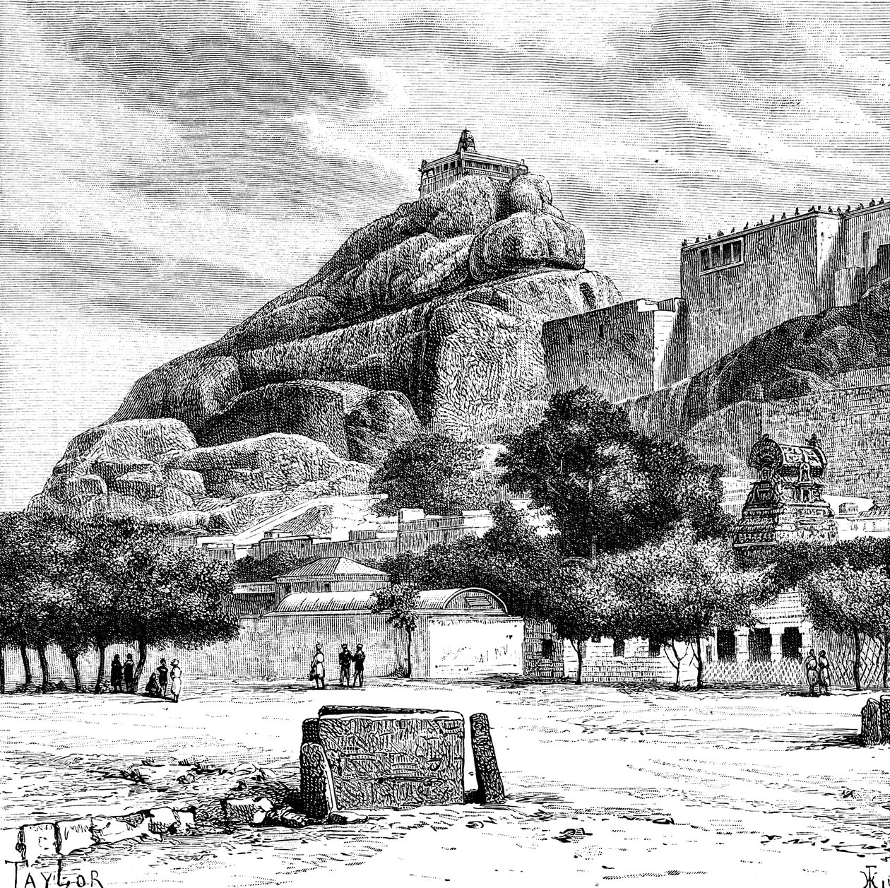 Der Felsentempel von Tiruchirapalli, Indien, 1895 von Taylor