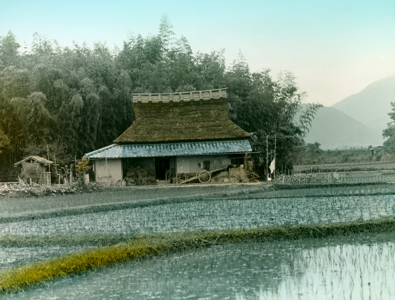 Haus eines Bauern in Japan, um 1900 - 1915 von Teijiro Takagi