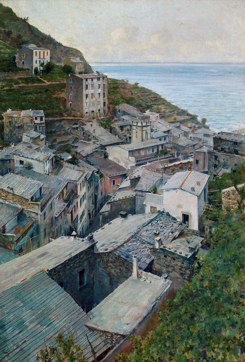Dächer in Riomaggiore von Telemaco Signorini