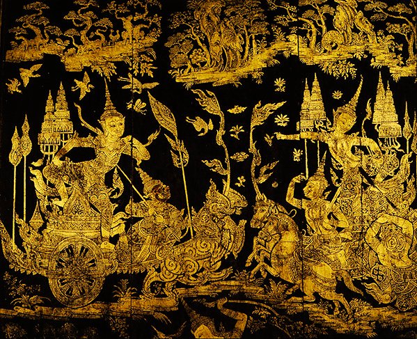 Episode aus dem Ramakien (Detail) von Thai School