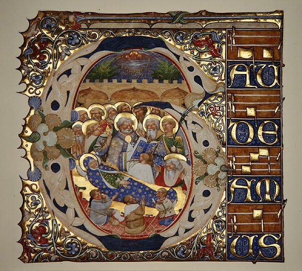 Marley Cutting IT.18 Entschlafung der Jungfrau, aus einem Graduale von Santa Mattia in Murano, Venedig, ca. 1450 von The Master of the Murano Gradual