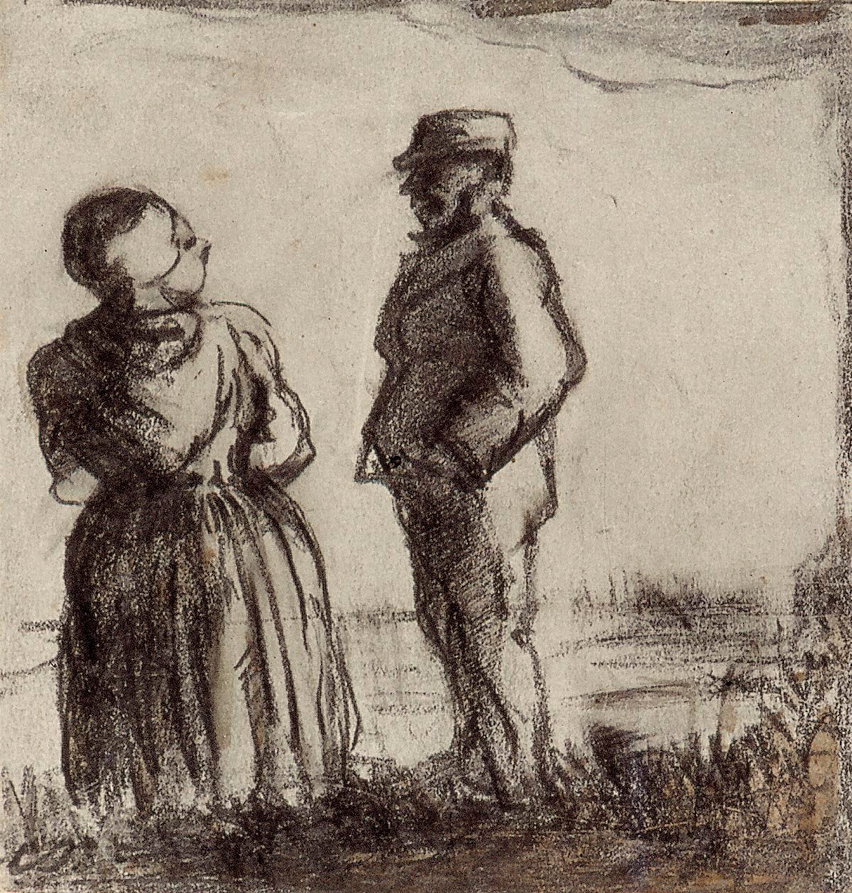 Bauer und seine Frau in einer Landschaft von Theo van Doesburg