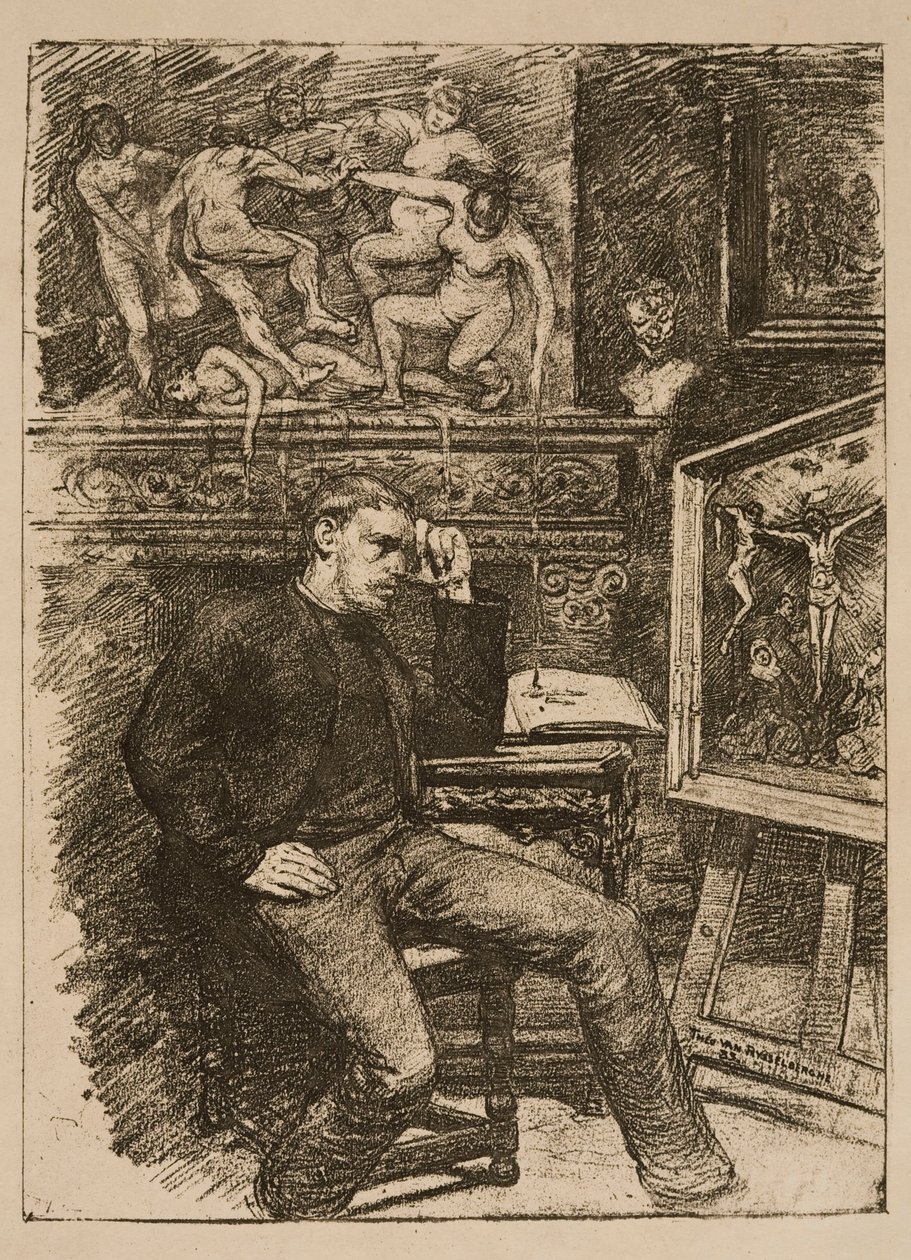 Frontispiz für die Novelle "Contes de minuit" von Emile Verhaeren von Théo van Rysselberghe