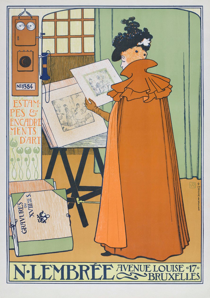 Plakatwerbung für Kunstladen, Brüssel von Théo van Rysselberghe