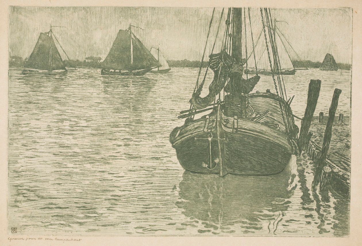 Schiffe im Regen von Théo van Rysselberghe