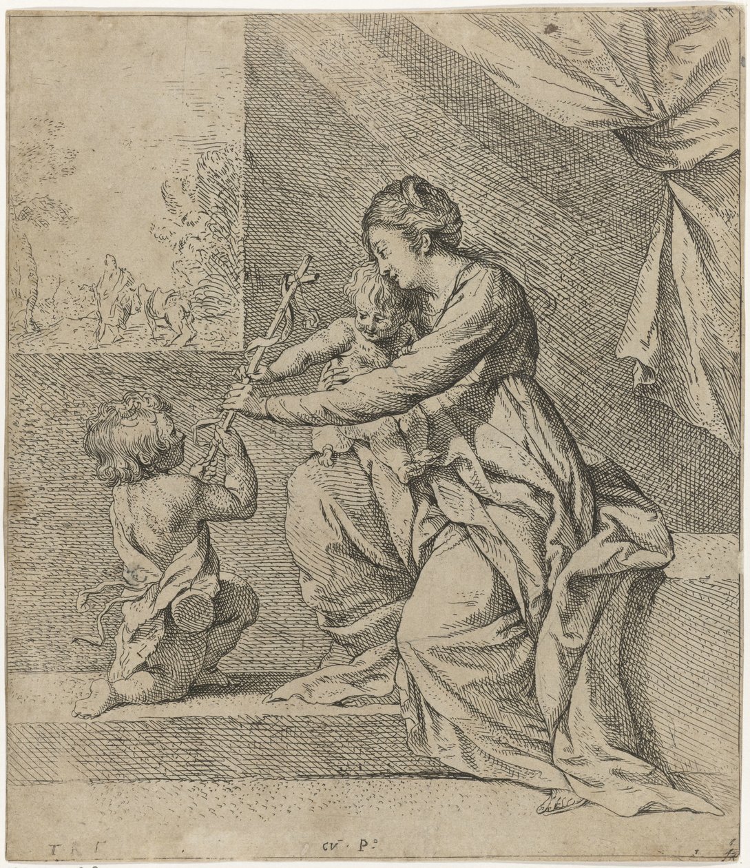 Maria mit Christus und Johannes dem Täufer von Theodoor Rombouts