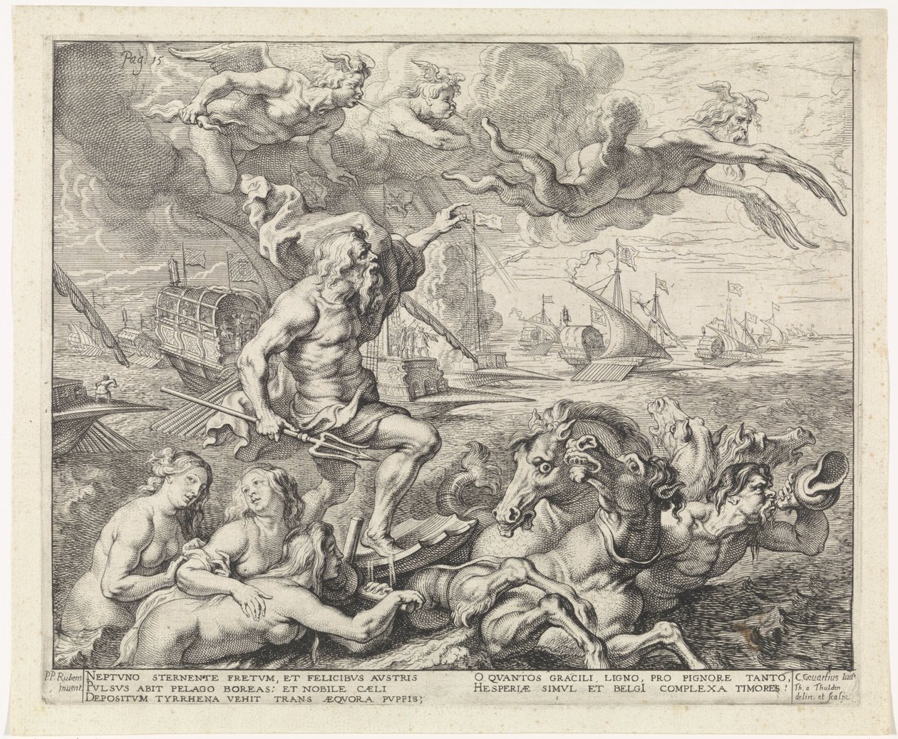 Die Reise von Barcelona nach Genua; Einzug von Ferdinand in Antwerpen 1635 (Nr. 7) von Theodoor van Thulden