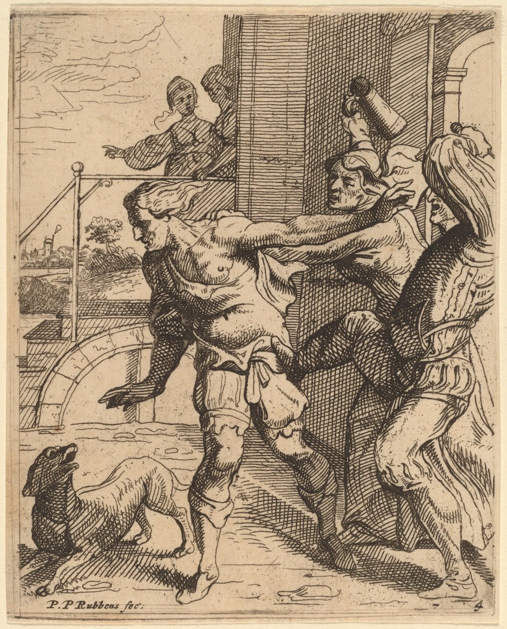 Der verlorene Sohn wird aus der Taverne vertrieben von Theodoor van Thulden after Sir Peter Paul Rubens