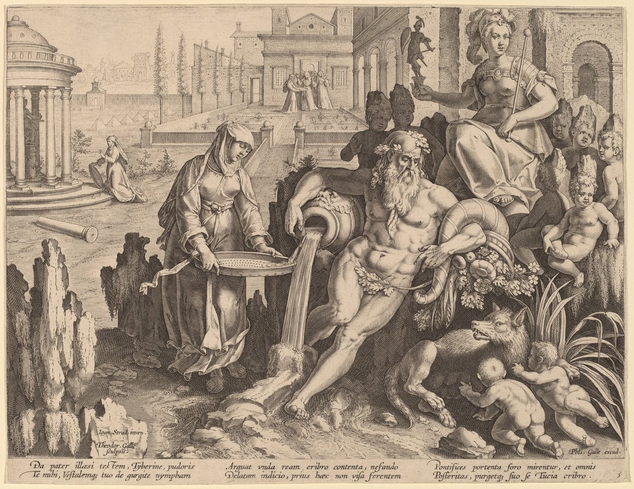 Die Vestalin Tuccia von Theodor Galle after Jan van der Straet