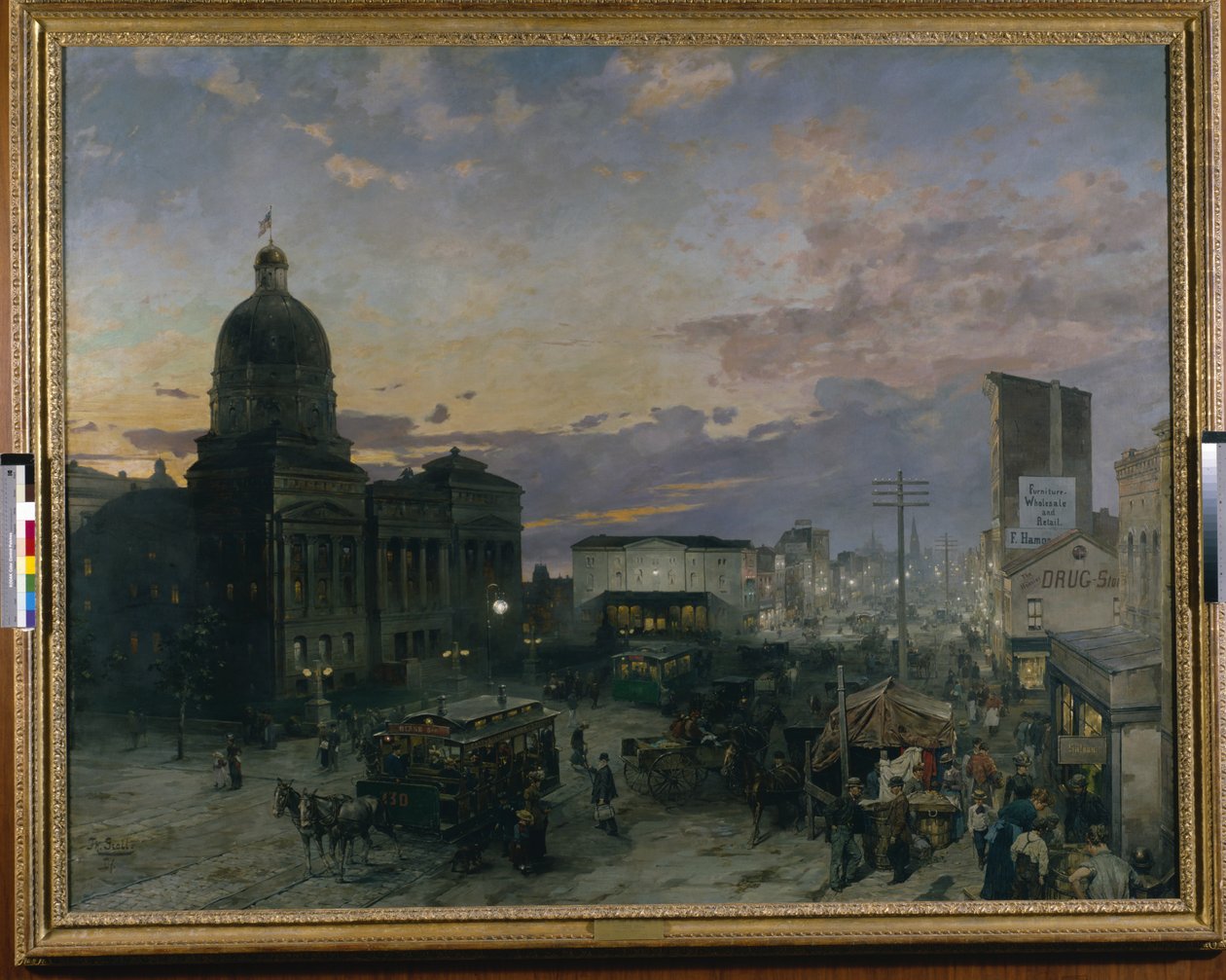 Washington Street, Indianapolis bei Dämmerung von Theodor Groll