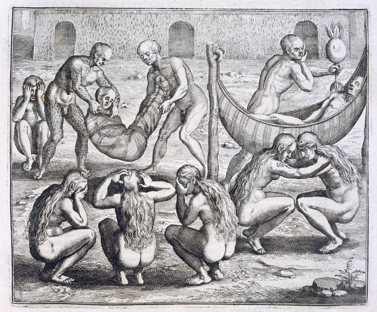 Tupinamba-Häuptling und seine Familie erkranken, während Hans Staden gefangen gehalten wird, aus 