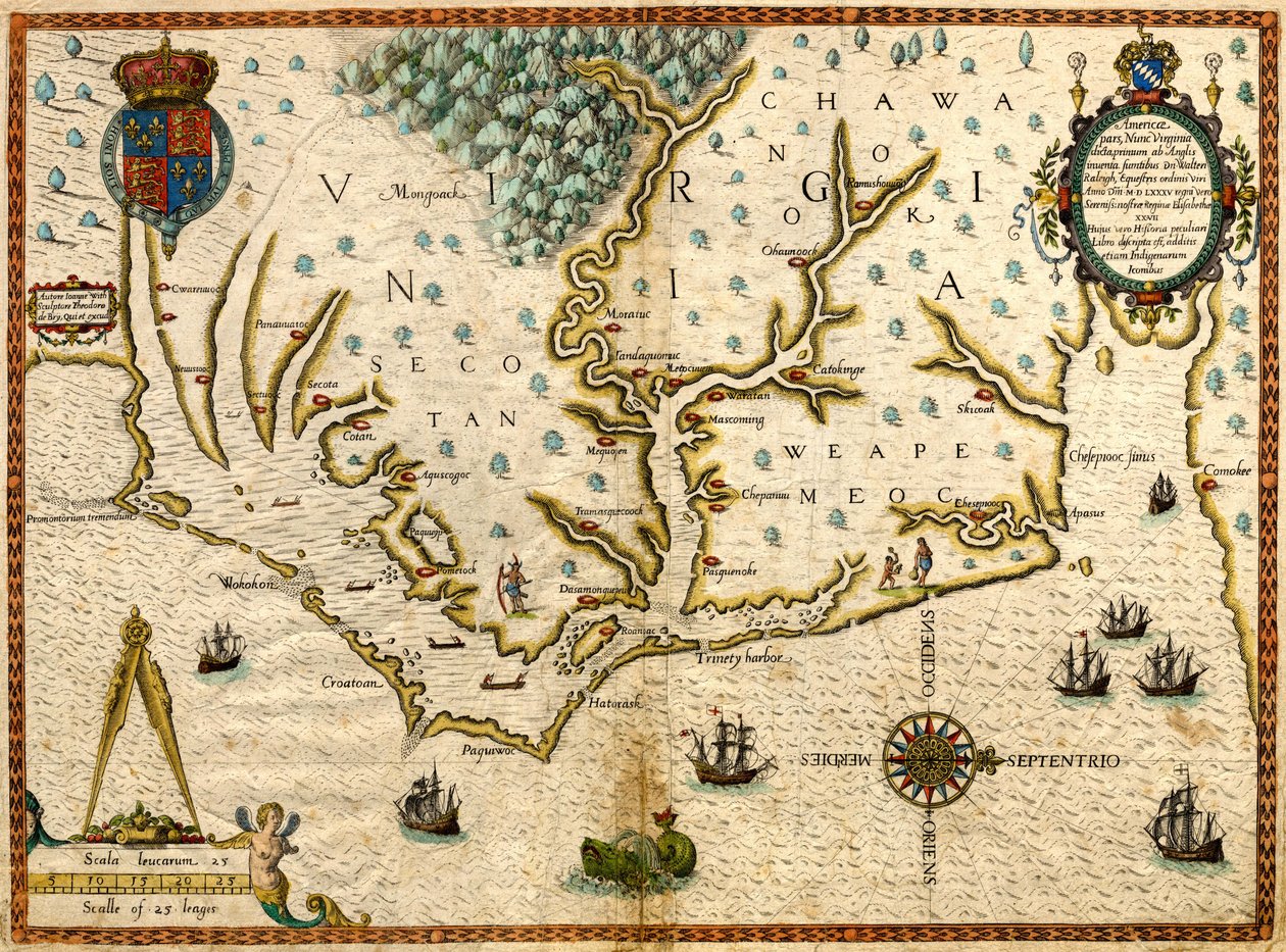 Americae Pars, Nunc Virginia... (Karte von Virginia) von Theodor de Bry