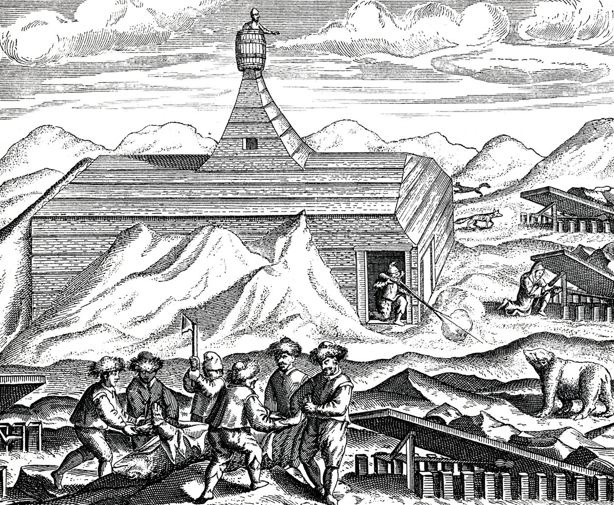 Zerlegen eines Bären am Nordpol, ca. 1600 (Gravur) von Theodor de Bry
