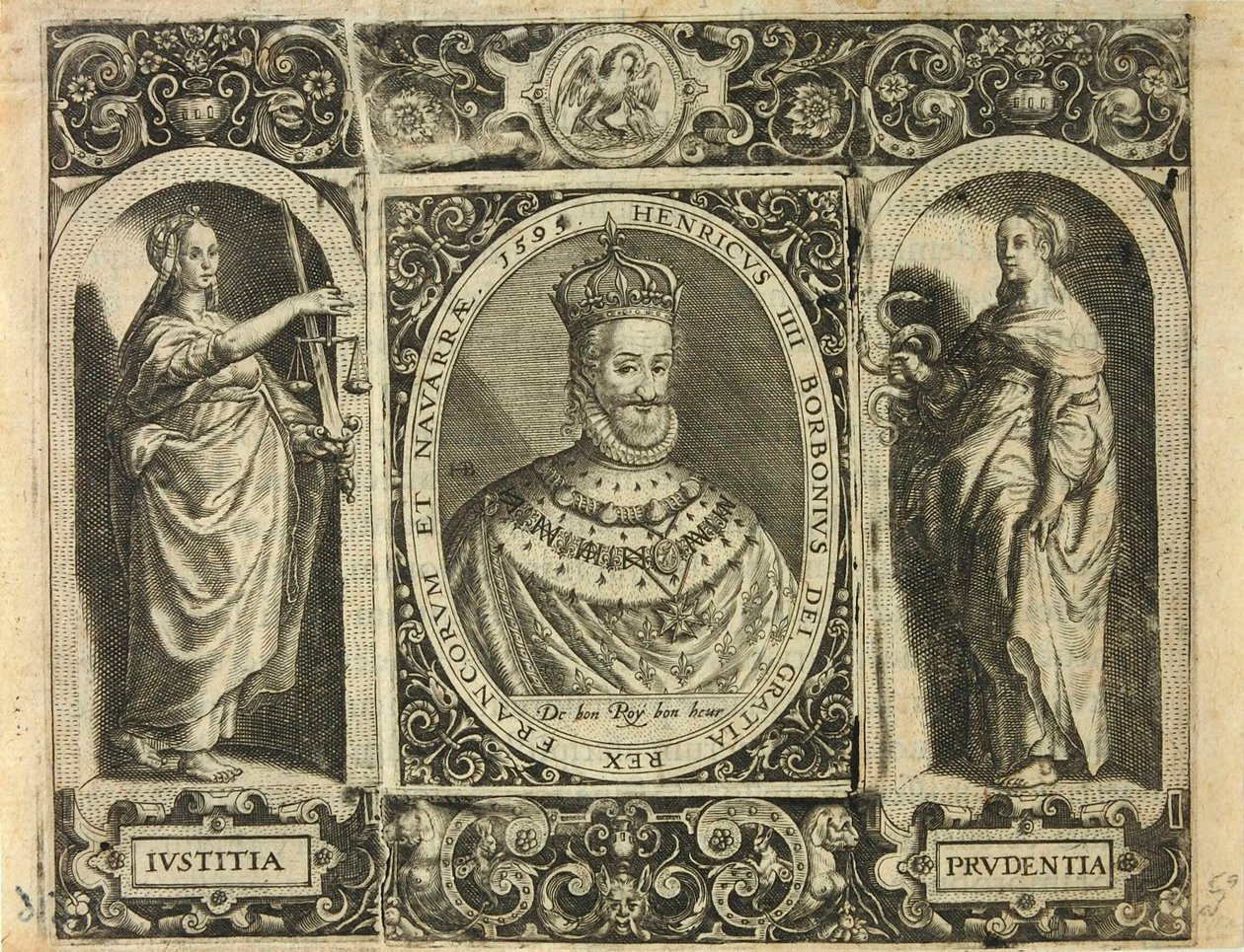 Henricus IIII Borbonius Dei Gratia Rex Francorum et Navarrae 1595 von Theodor de Bry