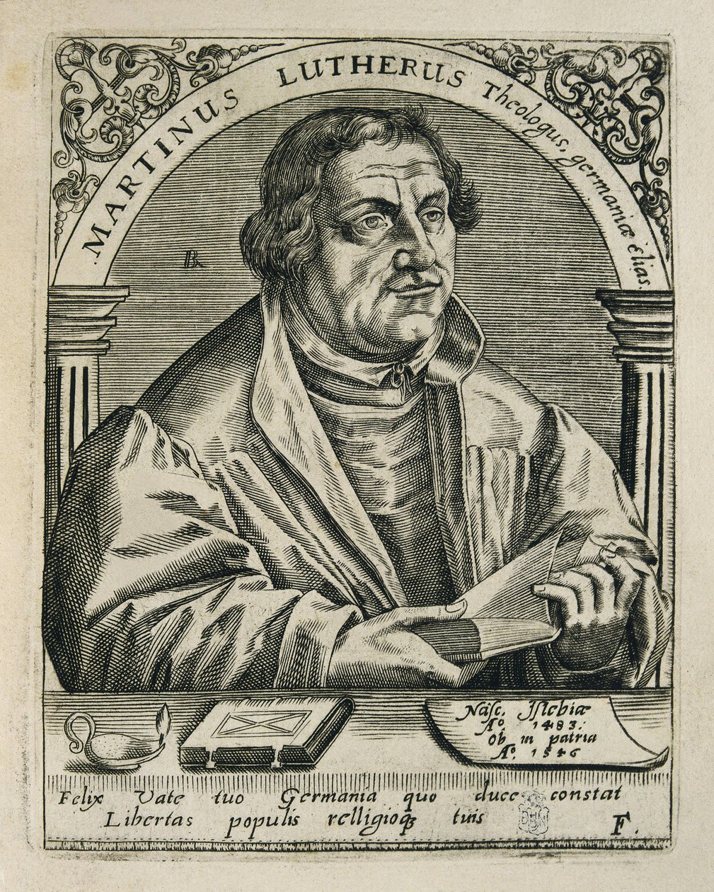 LUTHER, Martin (1483-1546). Deutscher Reformator. Gravur. SPANIEN. MADRID (AUTONOME GEMEINSCHAFT). Madrid. Nationalbibliothek von Theodor de Bry