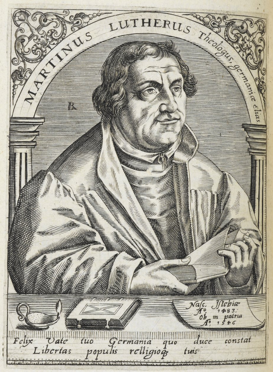 Martin Luther. (1483-1546). Deutscher Reformator und Begründer der Reformation. Porträt. von Theodor de Bry