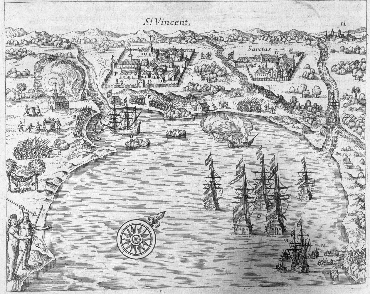 Die Flotte von Joris van Spilbergen (ca. 1568-1620) erreicht Brasilien bei São Vicente, aus 