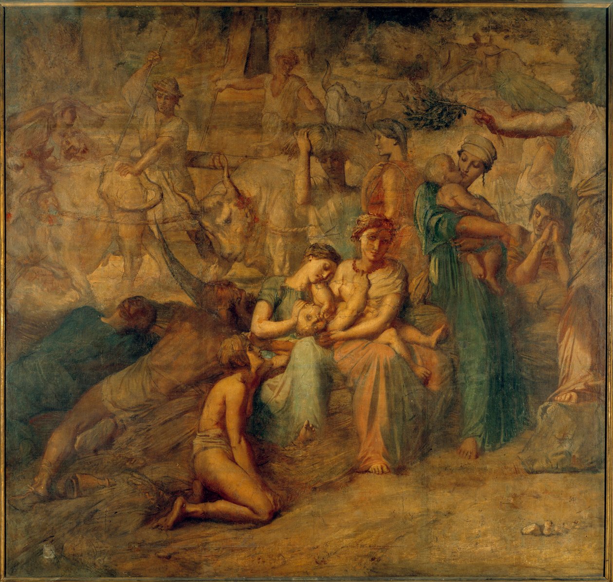 Frieden Allegorische Darstellung mit Mutter und Kind und Herden von Théodore Chassériau