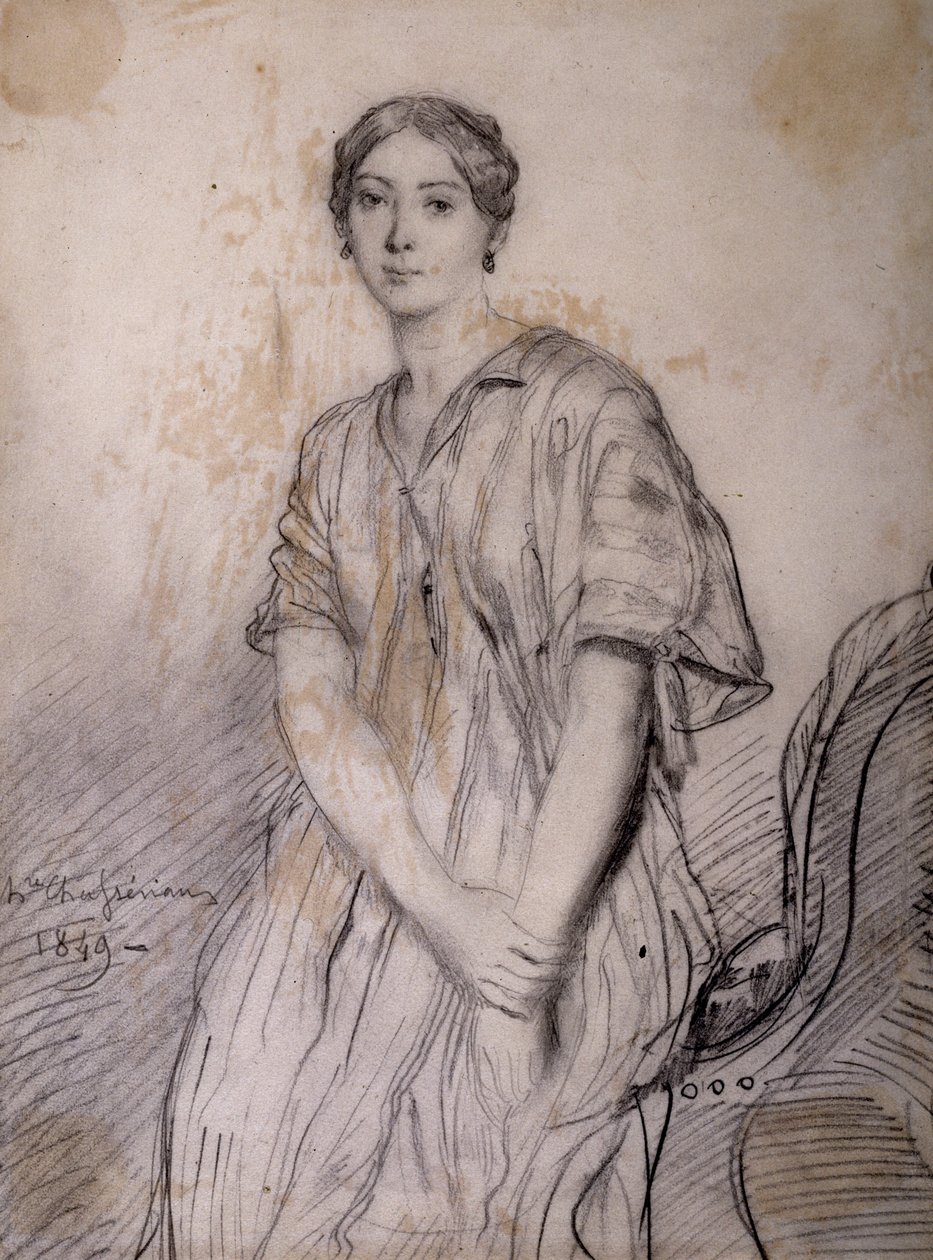 Porträt von Alice Ozy (Julie, Justine Pilloy), Schauspielerin (1820-1893) von Théodore Chassériau