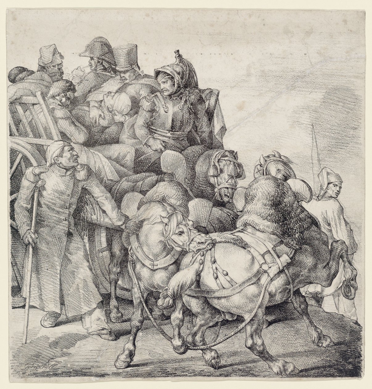 Ein Wagen voller verwundeter Soldaten von Theodore Gericault
