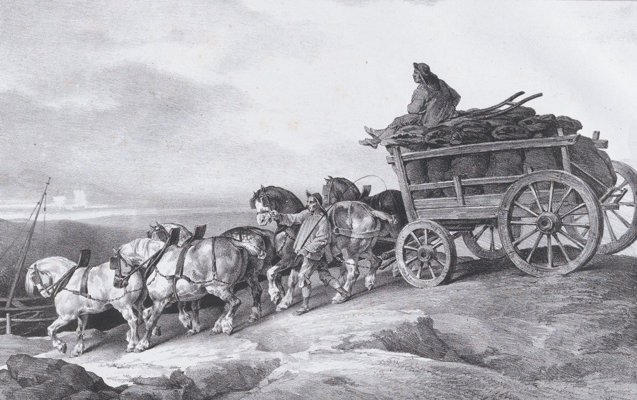 Kohlenwagen gezogen von Pferden, 1822 von Theodore Gericault
