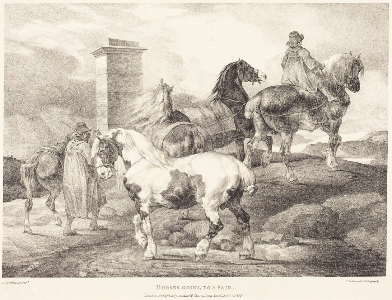 Pferde auf dem Weg zu einem Jahrmarkt von Theodore Gericault