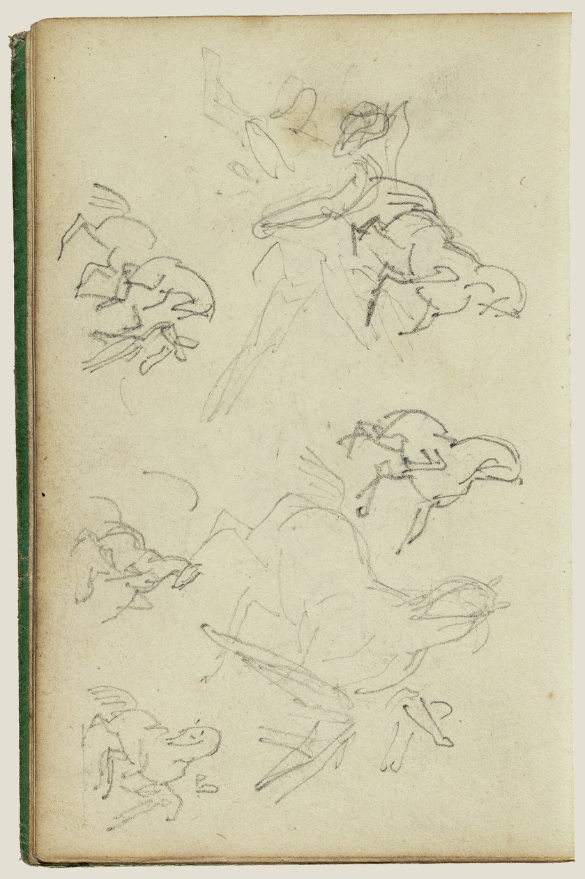 Sechs Studien für einen Mann neben einem steigenden Pferd von Theodore Gericault