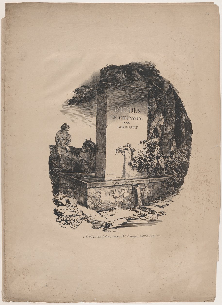 Tränke, Titelseite von "Studien von Pferden" (Etudes de Chevaux) von Theodore Gericault