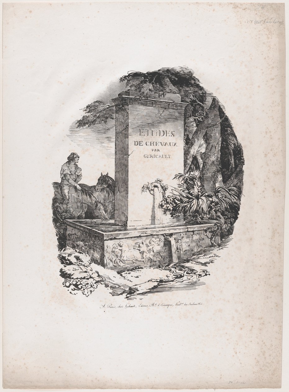 Tränke, Titelseite von "Studien von Pferden" (Etudes de Chevaux) von Theodore Gericault