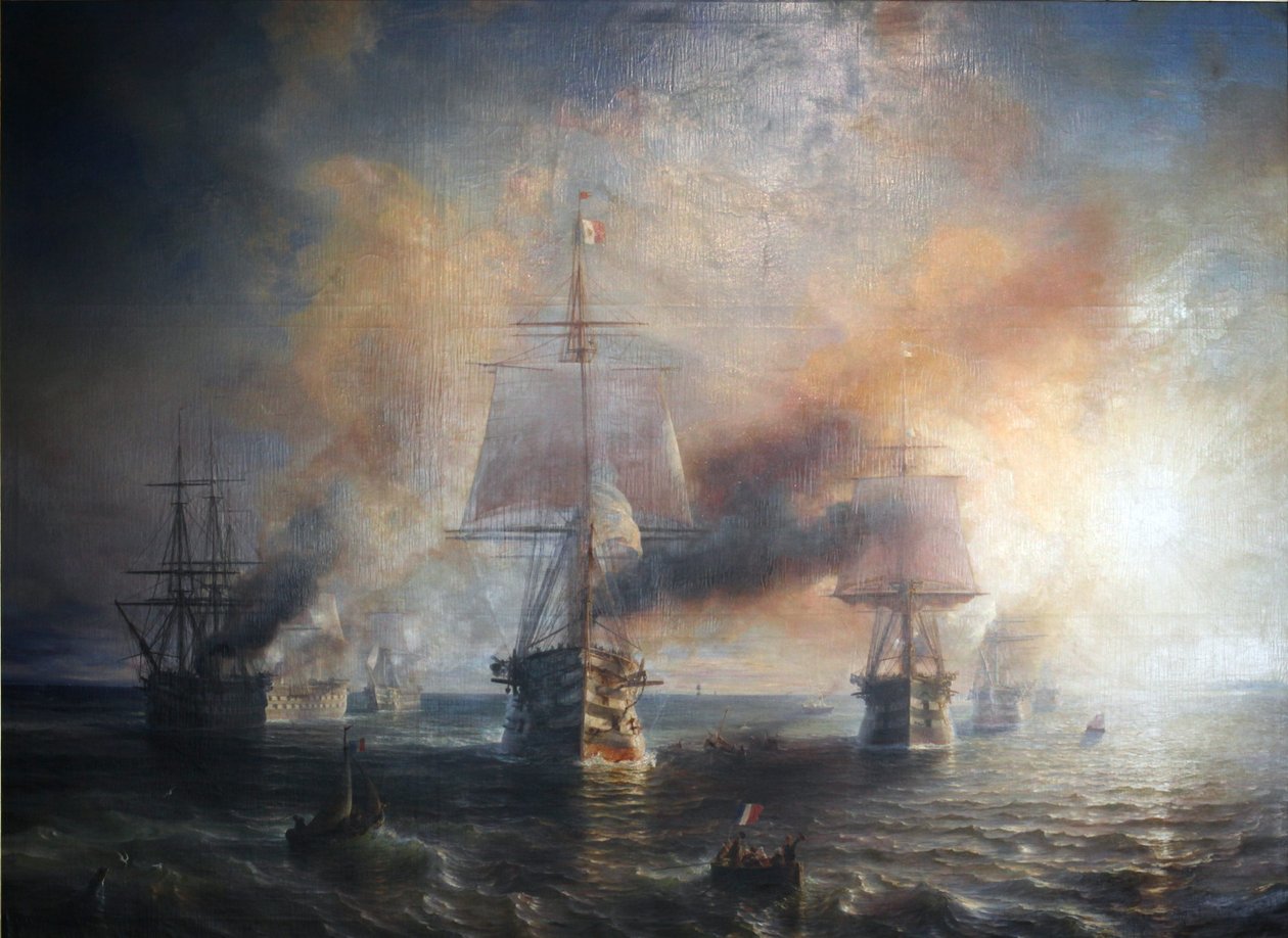 Die französische Flotte segelt von Cherbourg nach Brest, 1858 von Theodore Gudin
