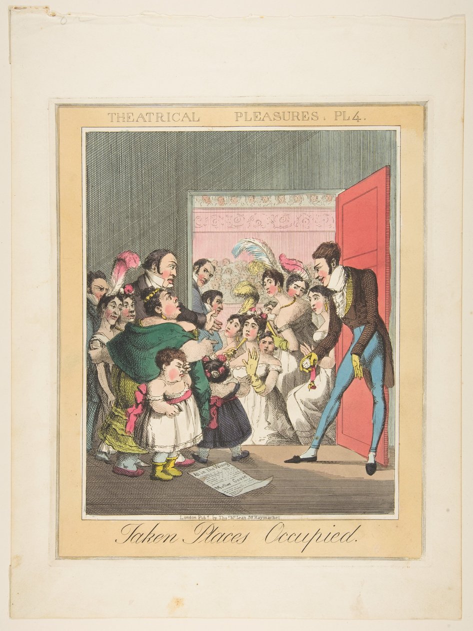 Theatralische Vergnügungen, Platte 4: Besetzte Plätze, ca. 1835 von Theodore Lane