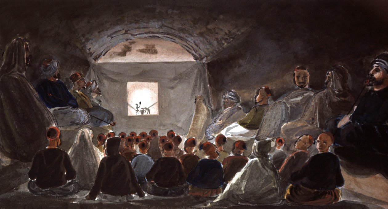 Puppenspiel in einer Schule in Algerien, ca. 1830 von Theodore Leblanc