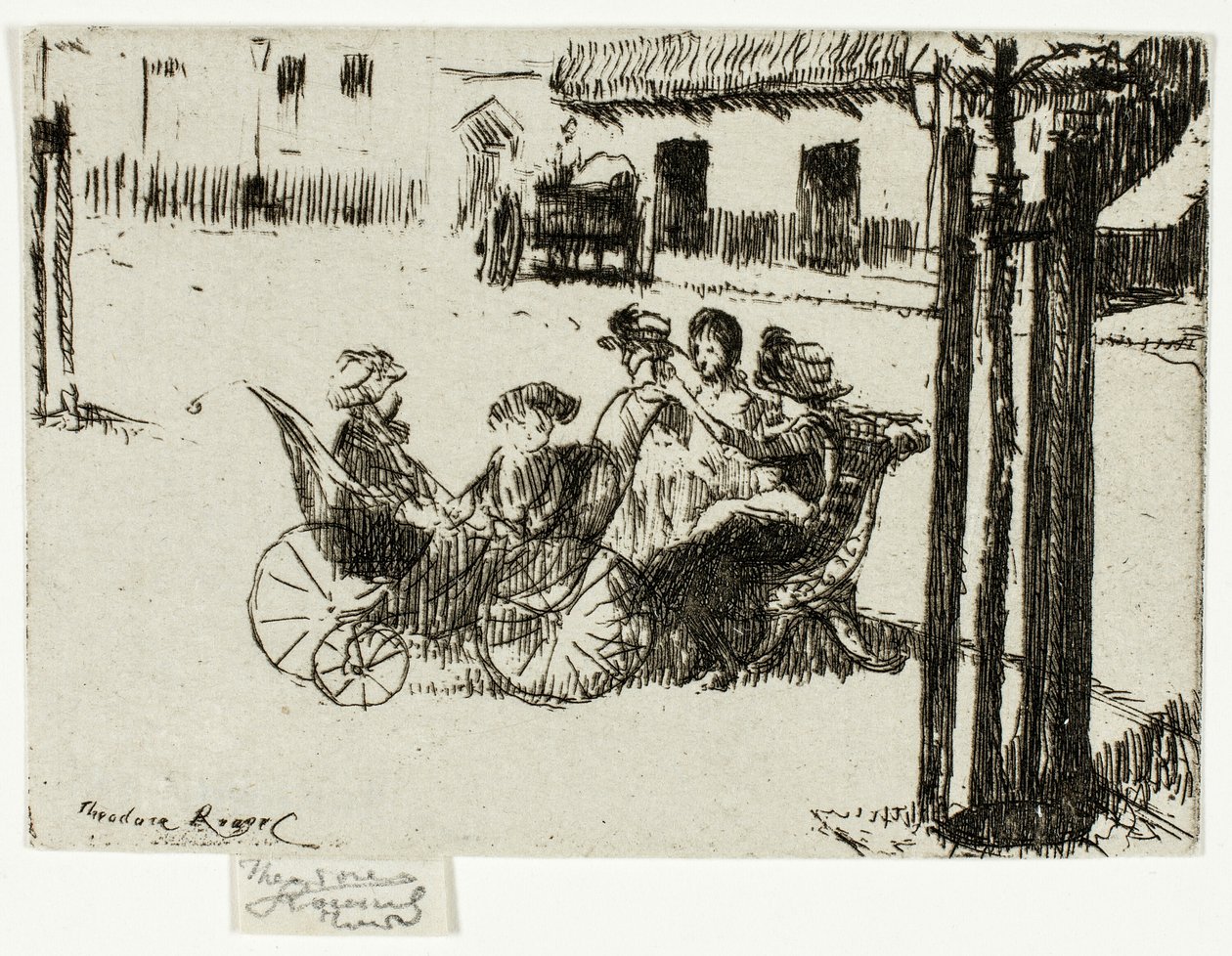 Kleine Mädchen und Kinderwagen, Chelsea Embankment von Theodore Roussel