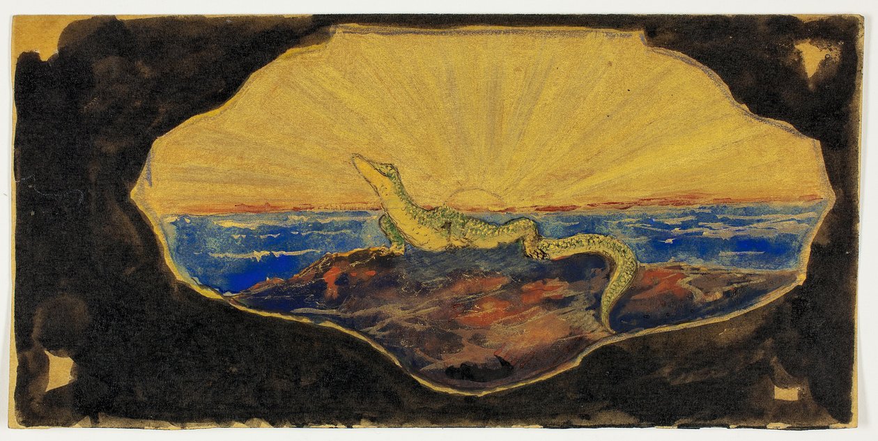Unbetitelte Zeichnung für Rahmenkartusche (Salamander) von Theodore Roussel
