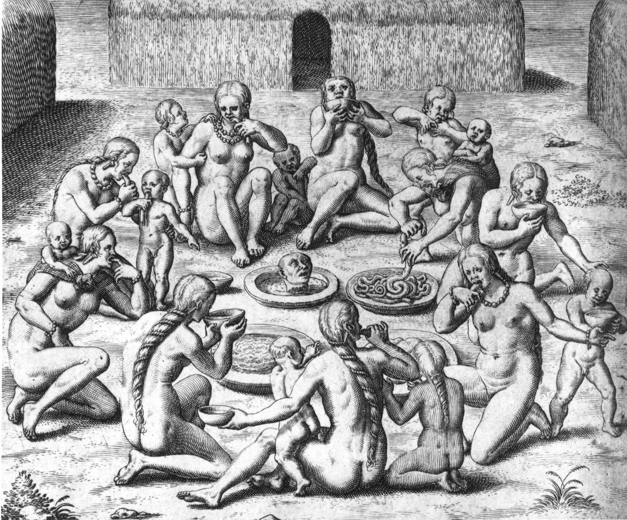 Anthropophage Mahlzeiten: Kannibalen in Südamerika - in „Admirante Narratio Americae“ von Théodore de Bry von Theodore de Bry