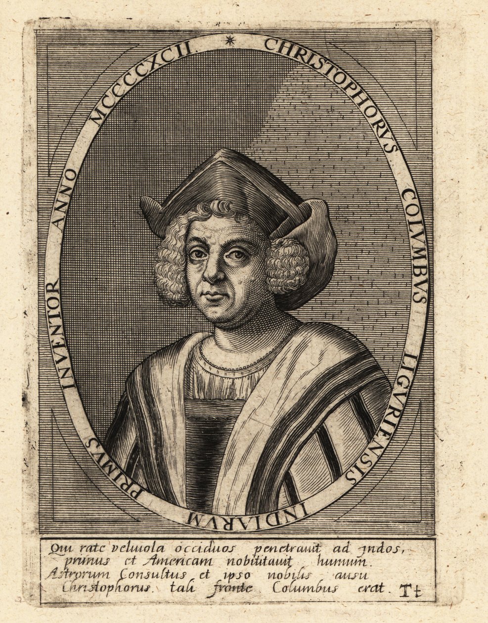 Christoph Kolumbus, italienischer Entdecker und Kolonisator von Theodore de Bry
