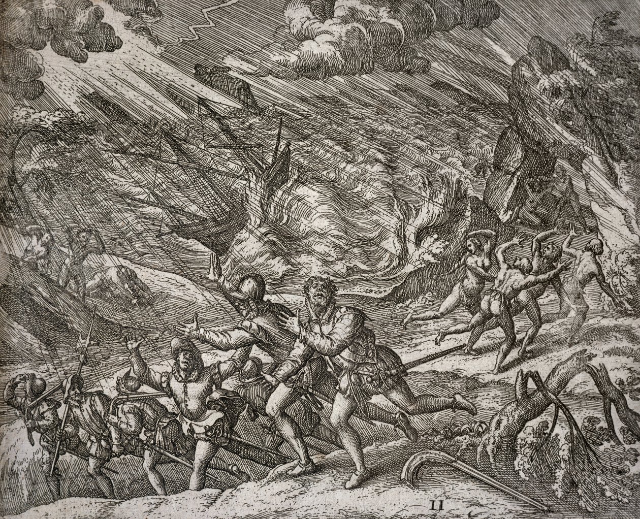 Hurrikan versenkt die Santa Maria, Karavelle von Christoph Kolumbus von Theodore de Bry