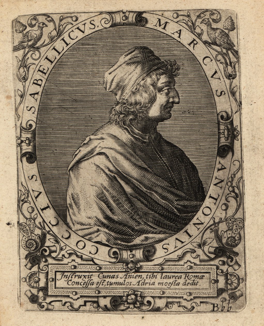 Marcus Antonius Coccius Sabellicus, italienischer Gelehrter von Theodore de Bry
