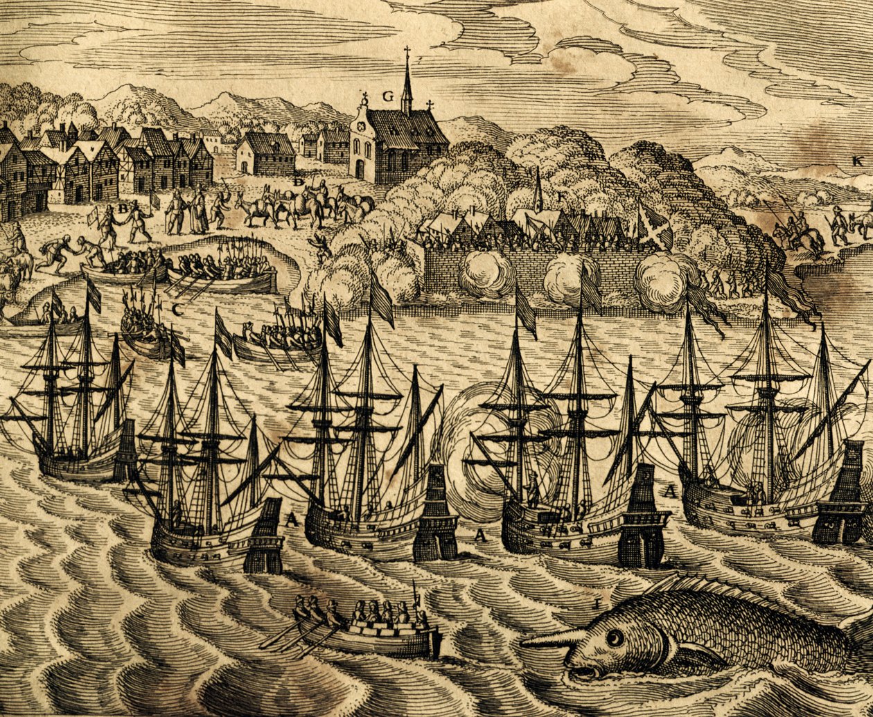 Ansicht des Hafens von Acapulco in Mexiko, Stich aus Historia Americae, von Theodor de Bry (1528-1598), Frankfurt von Theodore de Bry