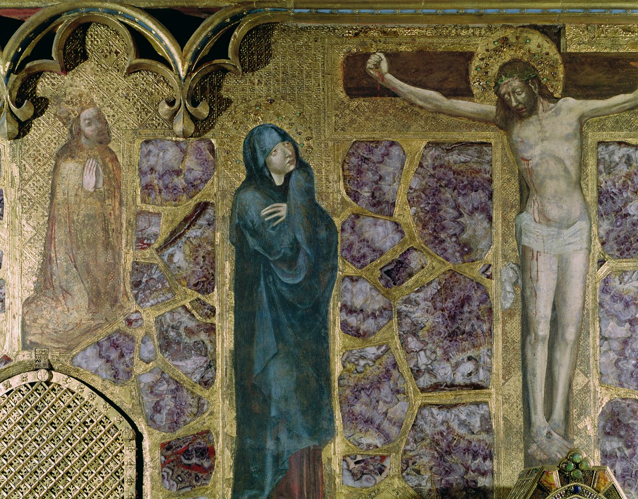 Karl IV. (1316-78) im Gebet, die Jungfrau und Christus am Kreuz, aus der St. Wenzel Kapelle von Theodoricus of Prague