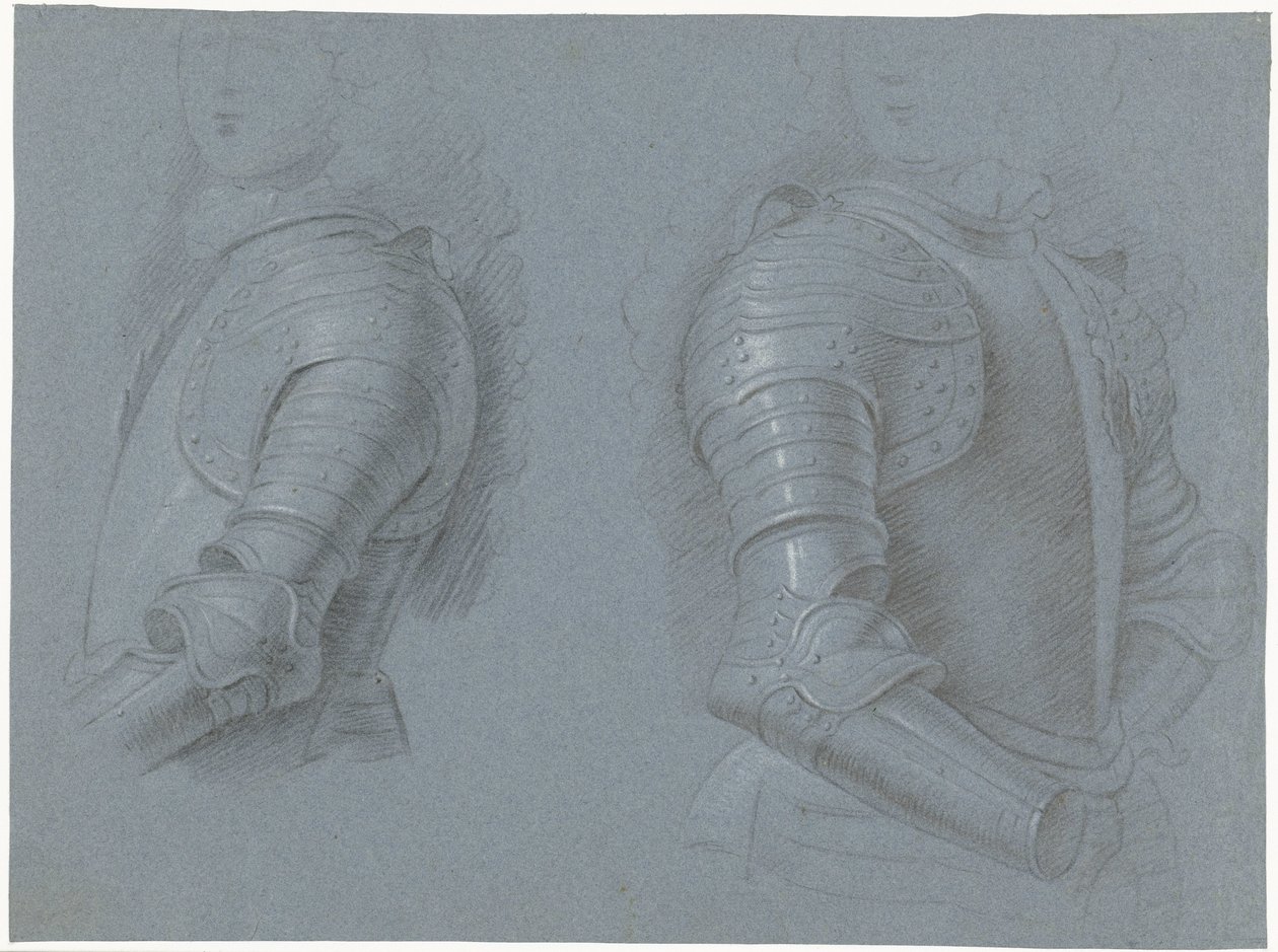 Studienblatt mit der linken und rechten Seite eines Kürasses von Theodorus Netscher