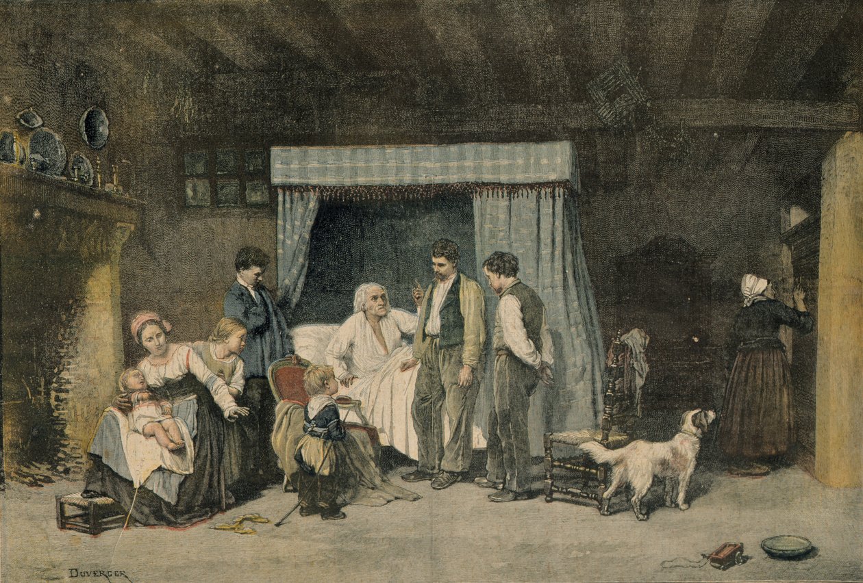 Der Arbeiter und seine Kinder, Illustration aus Le Petit Journal, 12. März 1892 von Theophile Emmanuel Duverger