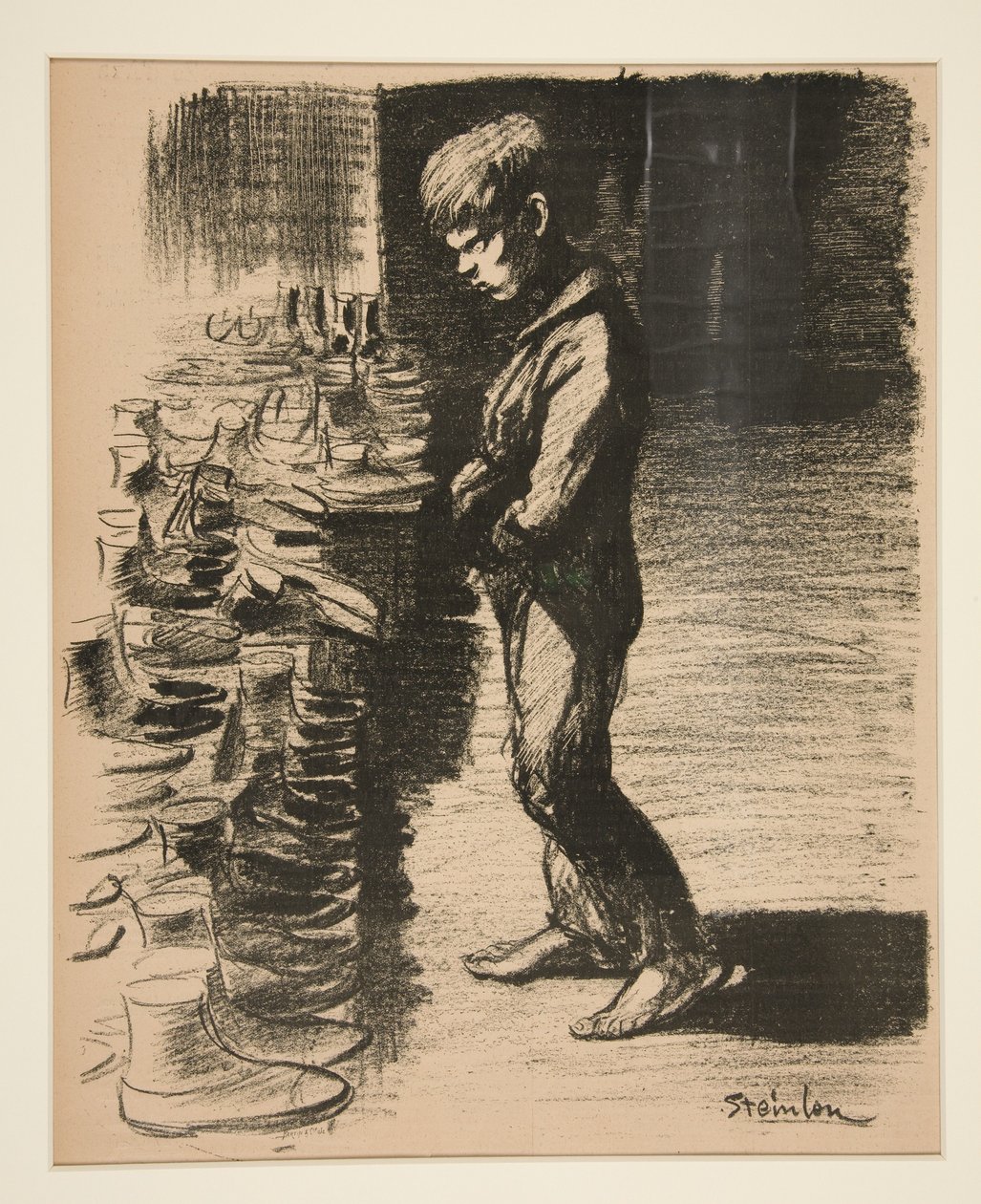 A propos de bottes (Über Stiefel), Titelblatt für La Feuille Nr. 5, 31. Dezember 1897 von Théophile Alexandre Steinlen