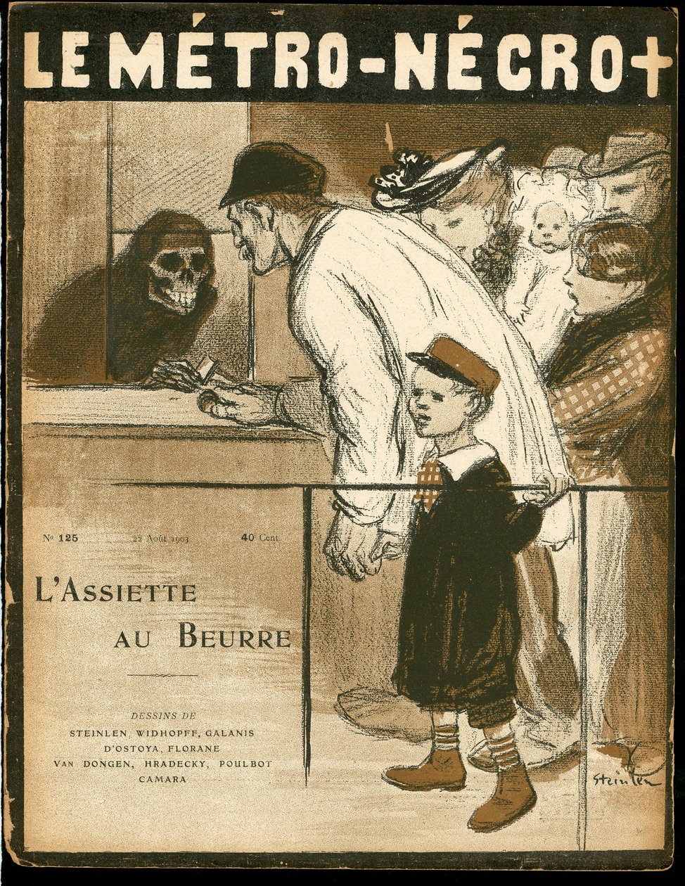 Titelblatt von Die Butterplatte, Nummer 125, Satirisch in Farben von Théophile Alexandre Steinlen